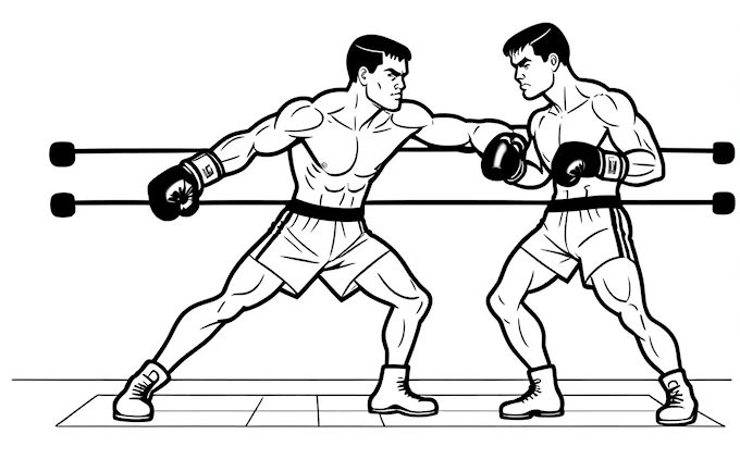 Two men boxing in ring
