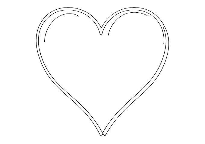 Black heart-shaped icon coloring page