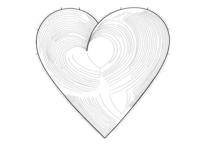 Metal heart with intricate wire design coloring page