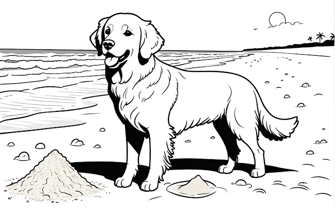 Dog standing on beach near ocean