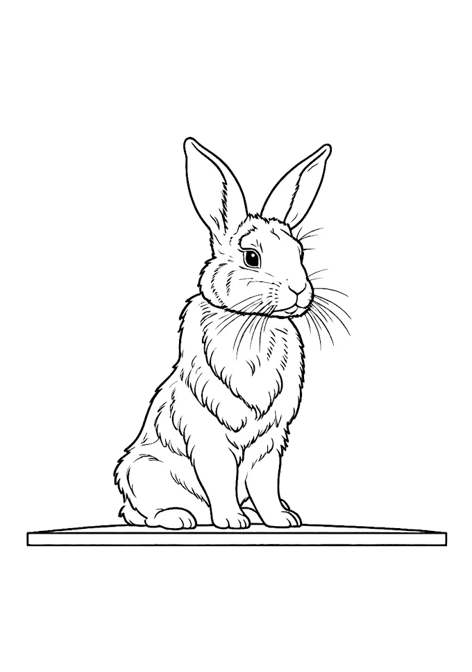 Black and white photo of bunny on wooden surface