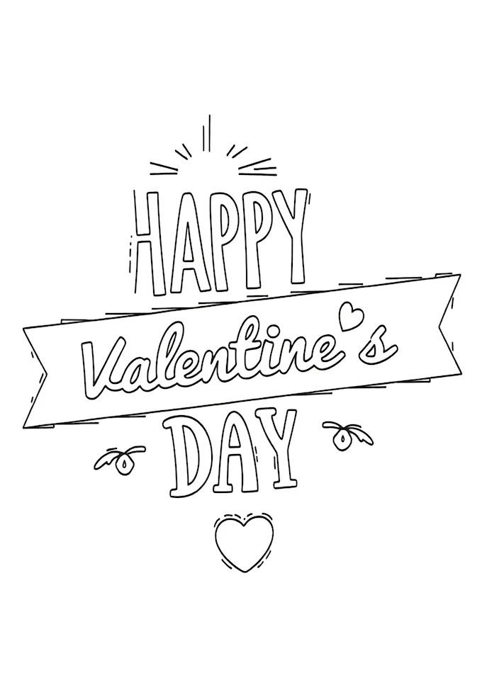 Valentine&#039;s Day promotional text coloring page