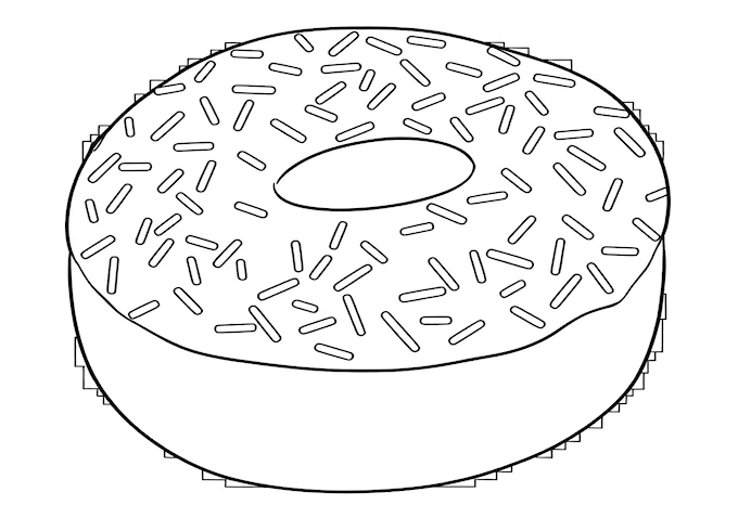 Chocolate-covered doughnut with white frosting coloring page