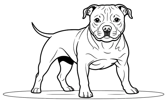 Dog with black facial outline on white background