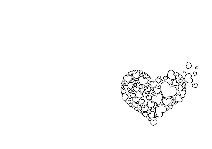 Abstract Heart Composed of Smaller Hearts Coloring Page