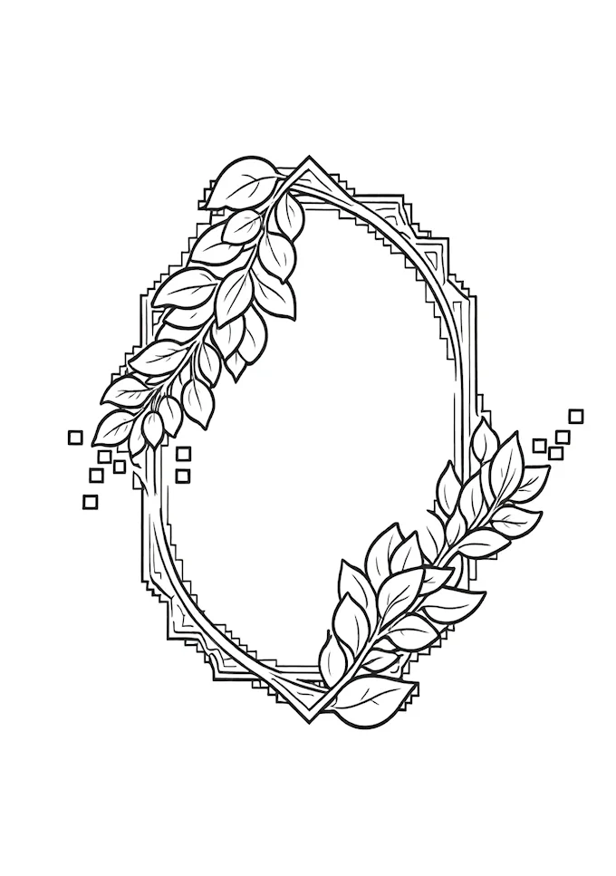 Detailed ornate design with central floral motif coloring page