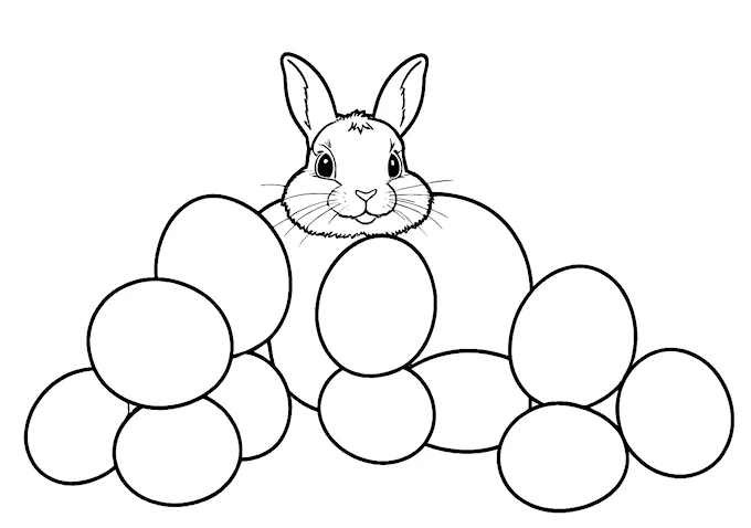 Impressionistic bunny and eggs coloring artwork