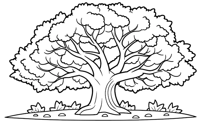 Outlined tree with leaves