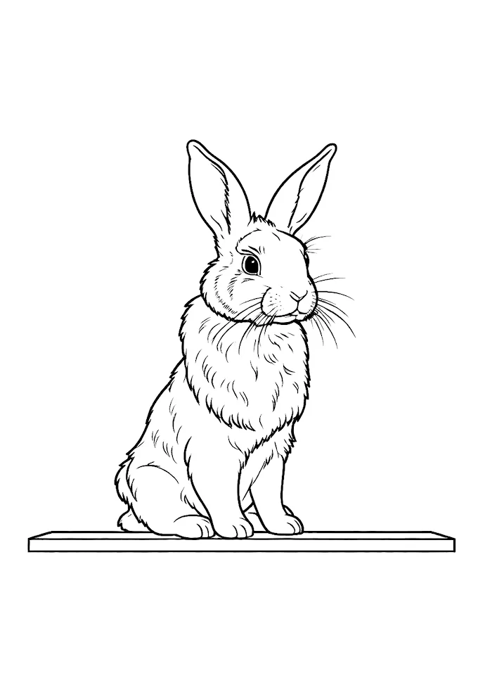 Black and white photo of bunny on wood