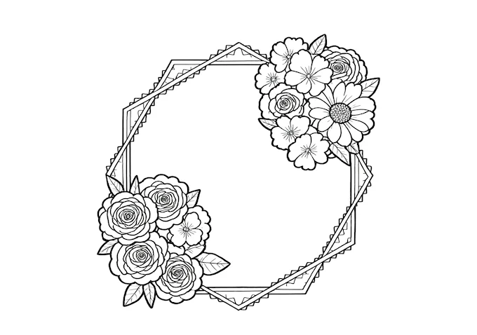 Detailed flowers in various stages coloring page