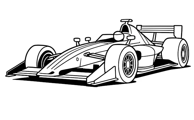 Racing car outline on white background