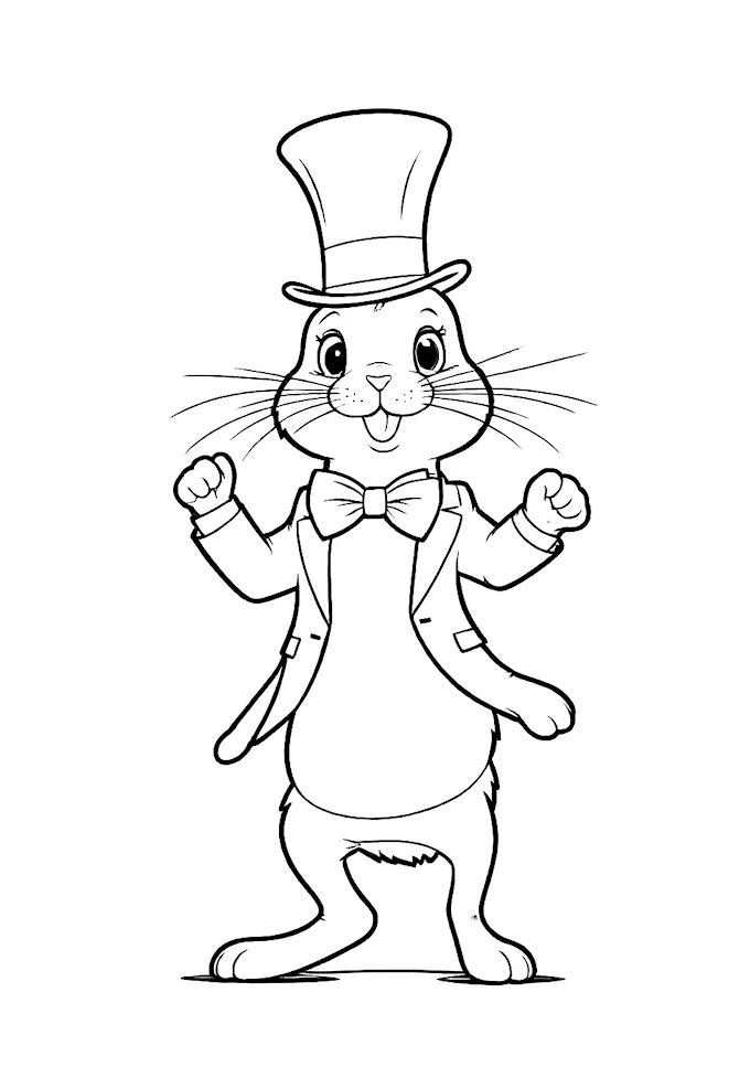 Dapper bunny in a suit with carrots and an unexpected sports ball