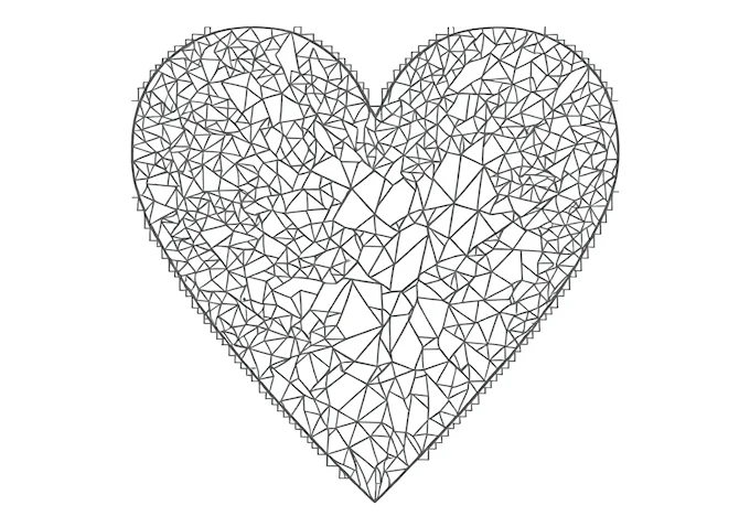 Intricate heart-shaped diamond pattern coloring page