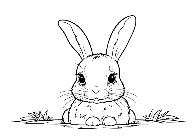 Soulful Bunny Rabbit Black and White Photo Coloring Page