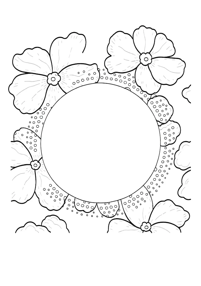 Floral drawing with multiple petals and center circle coloring page