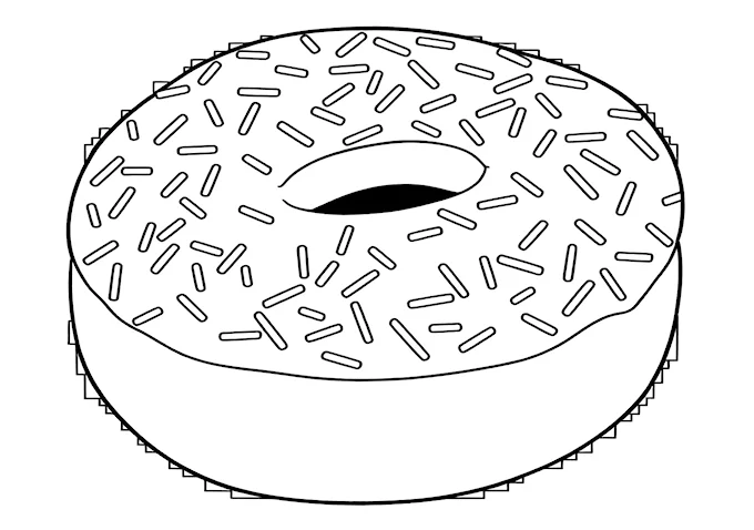 Chocolate-covered doughnut with white frosting coloring page