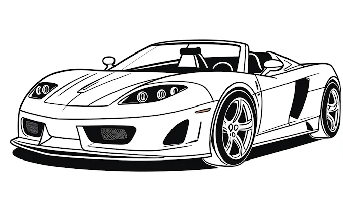 Black and white outline of sports car