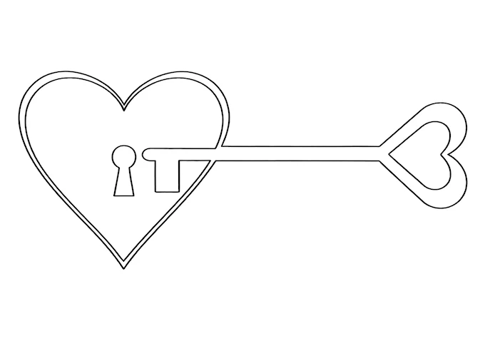 Business logo heart with arrow pointing right coloring page
