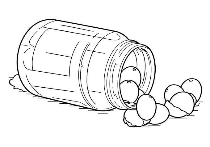 Emergency supplies can with egg-shaped pellets coloring page