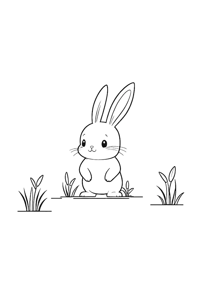 Cartoon Bunny in Praying Pose Coloring Page
