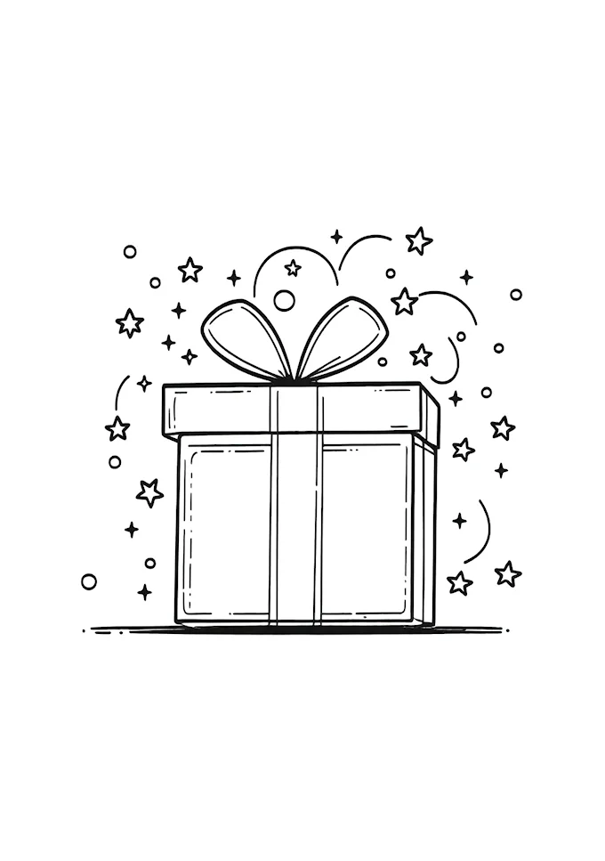 Sparkling Open Gift Box Coloring Page