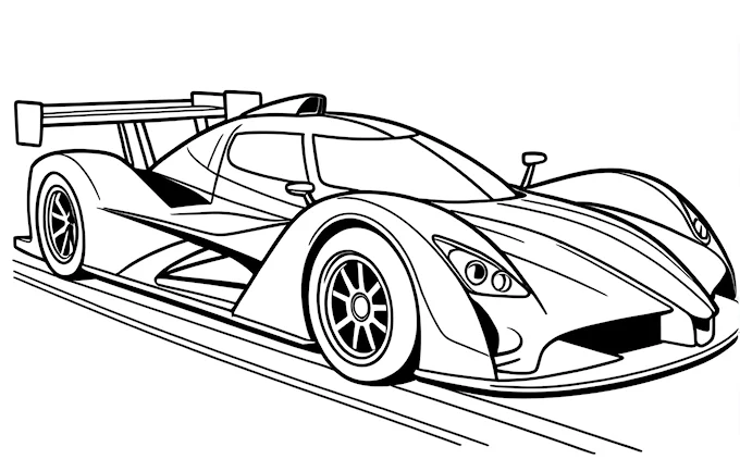 Line drawing of race car