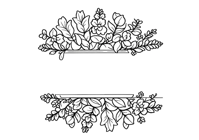 Ornate frame with motion illusion flowers coloring page