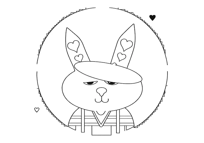 Hybrid Animal with Heart Ears Coloring Page
