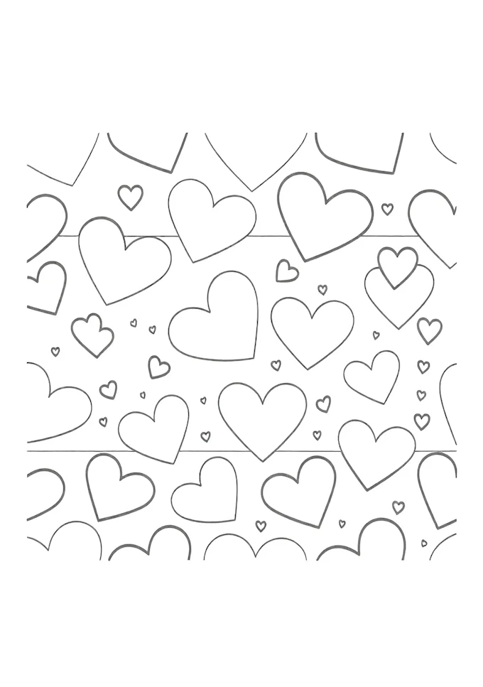 Heart wallpaper design with grayscale tones coloring page
