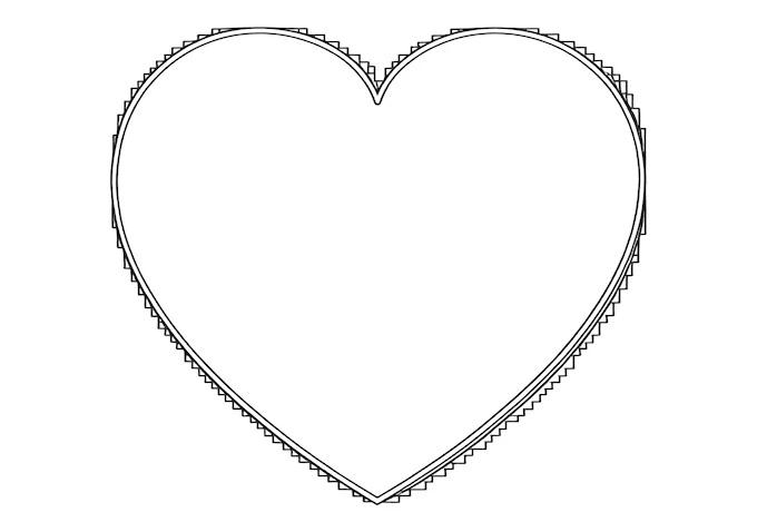 Outline heart with contrasting halves coloring page