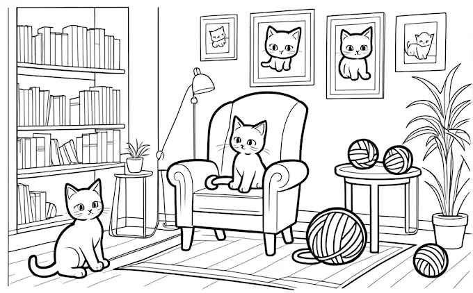 Multiple cats in living room