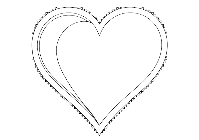 Heart and diverse shapes artistic coloring page