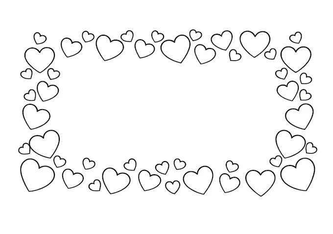 Hearts with grayscale shading coloring page