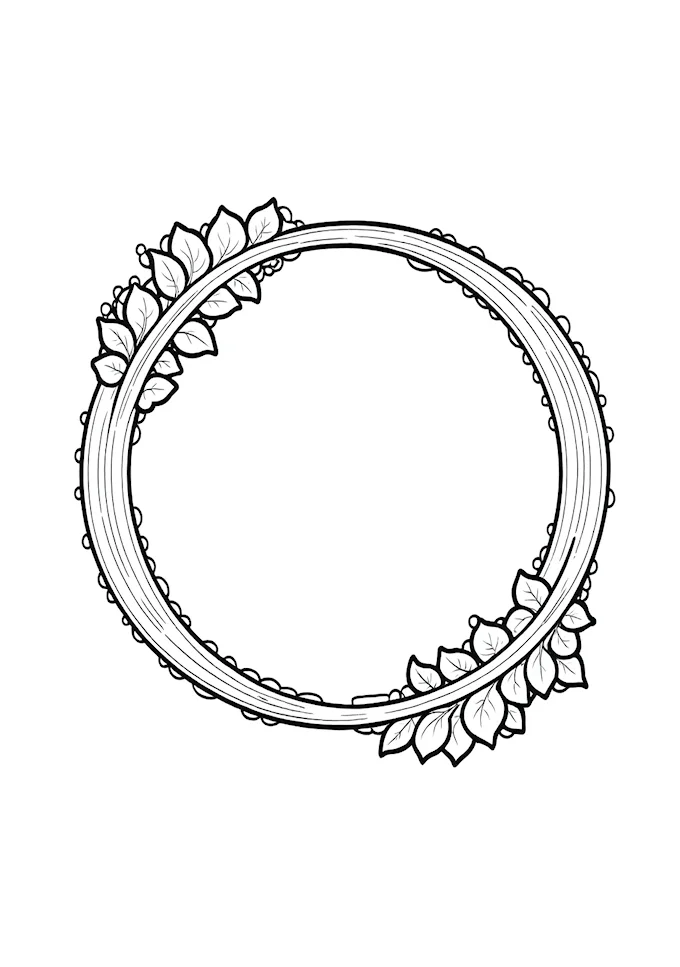 Intricate leafy ornate circle design coloring page