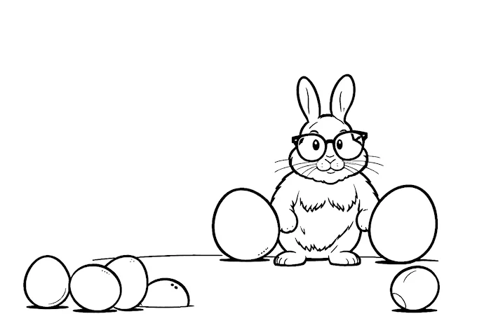 Bunny with Glasses and Eggs