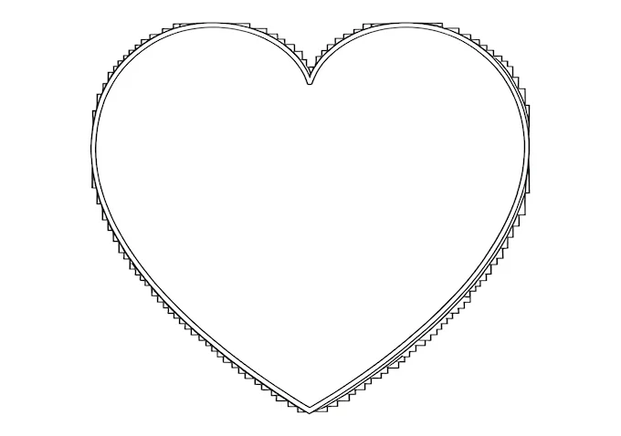 Heart design with detailed and empty halves coloring page