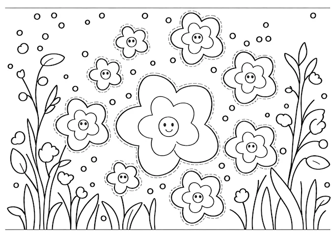 Artistic floral confetti background coloring page