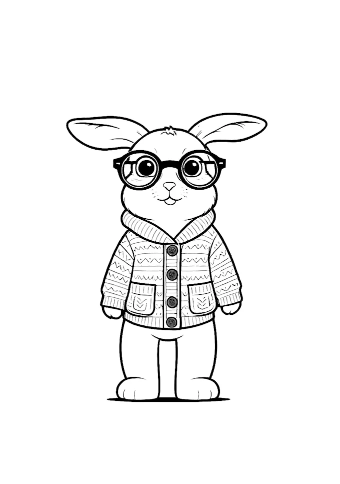 Stuffed Bunny in Sweater Coloring Page