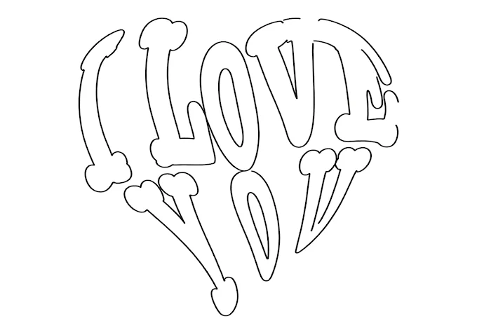 Love-themed abstract heart shape coloring page