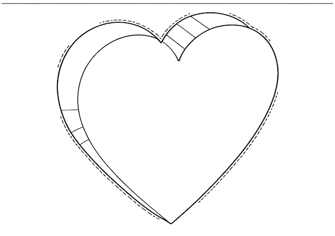 Silver heart reflective surface black and white drawing coloring page