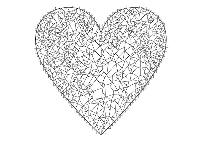 Elegant heart with diamond pattern coloring page