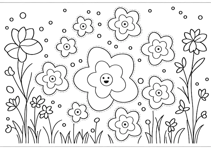 Floral confetti design background coloring page