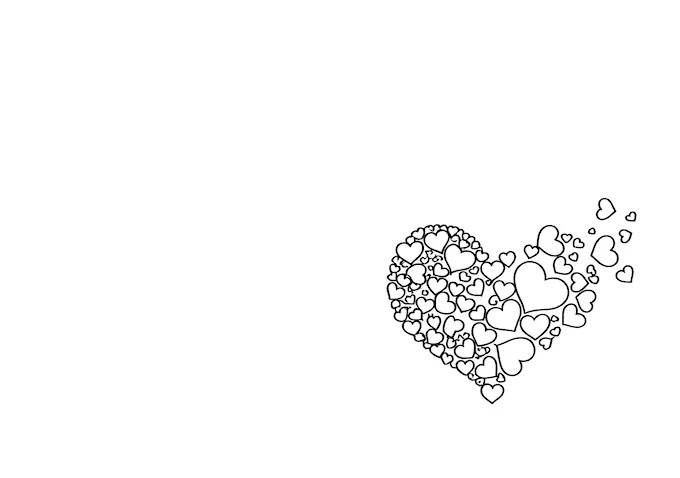 Layered Heart Shapes Design Coloring Page