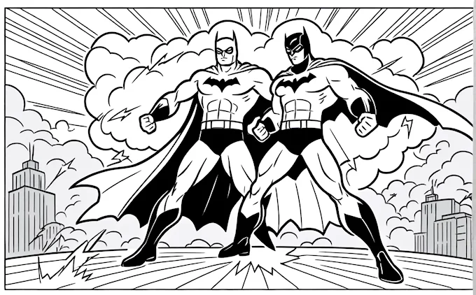 Batman and Robin comic style drawing