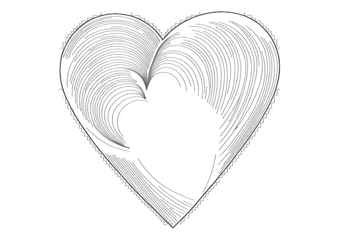 Steel plated heart with spiral wire patterns coloring page