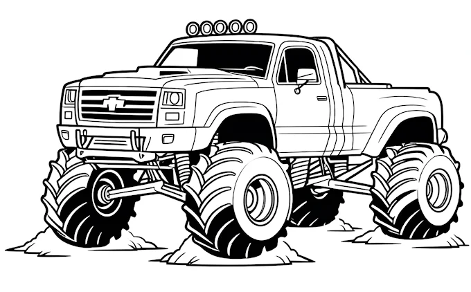 Monster truck with big tires for coloring