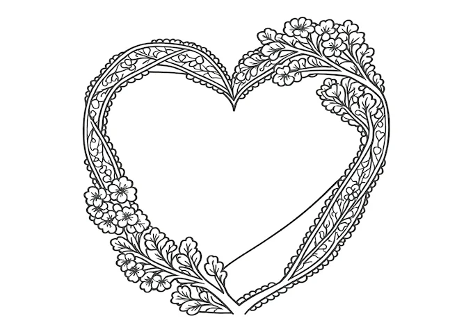 Complex heart design coloring page
