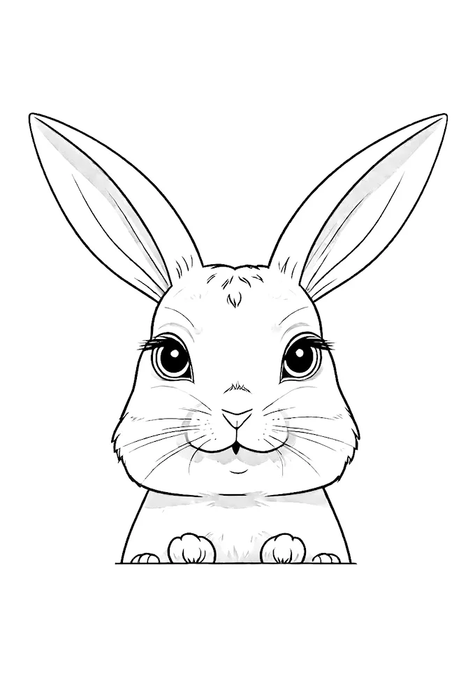 Gray bunny rabbit on shaded paper background coloring page