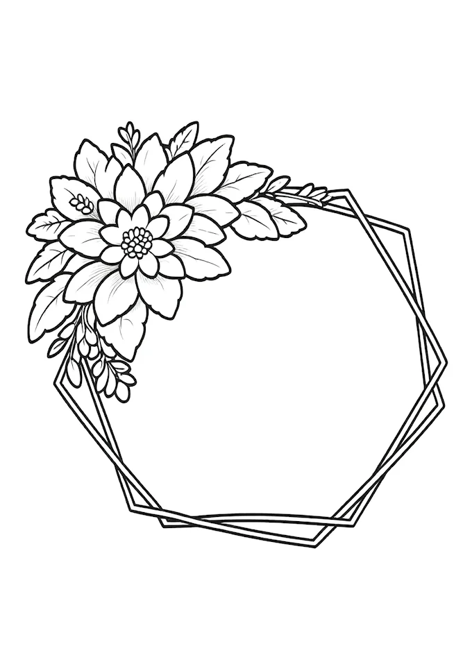Intricate floral hair accessory coloring page