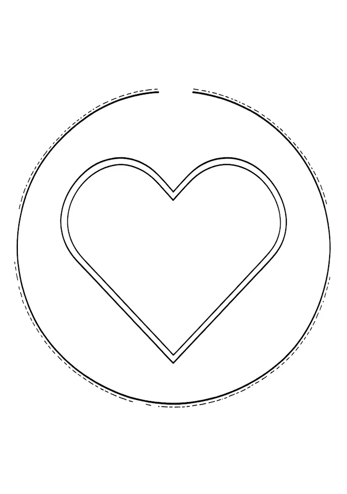 Reflective heart-shaped mirror coloring page